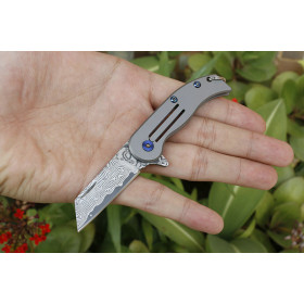Damascus Razor-shaped Keychain Quick-Opening Folding Pocket Knife for Anniversary Gift UD405425